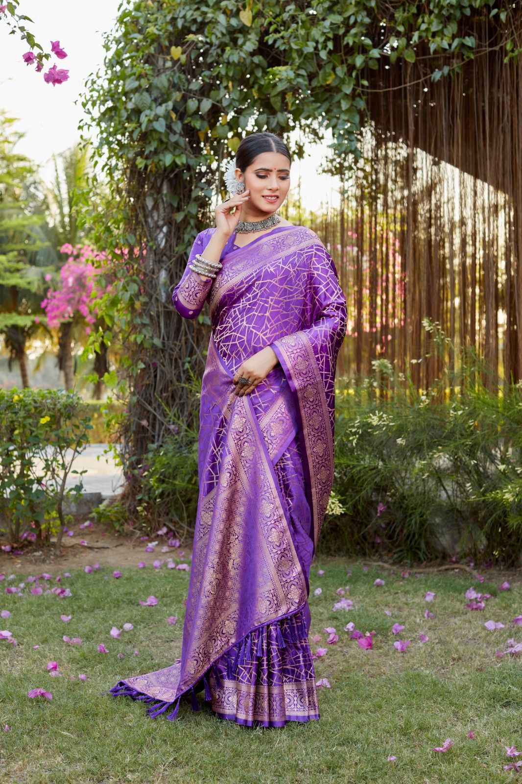 Purple Color Pure Kanjivaram Soft Satin Silk Saree