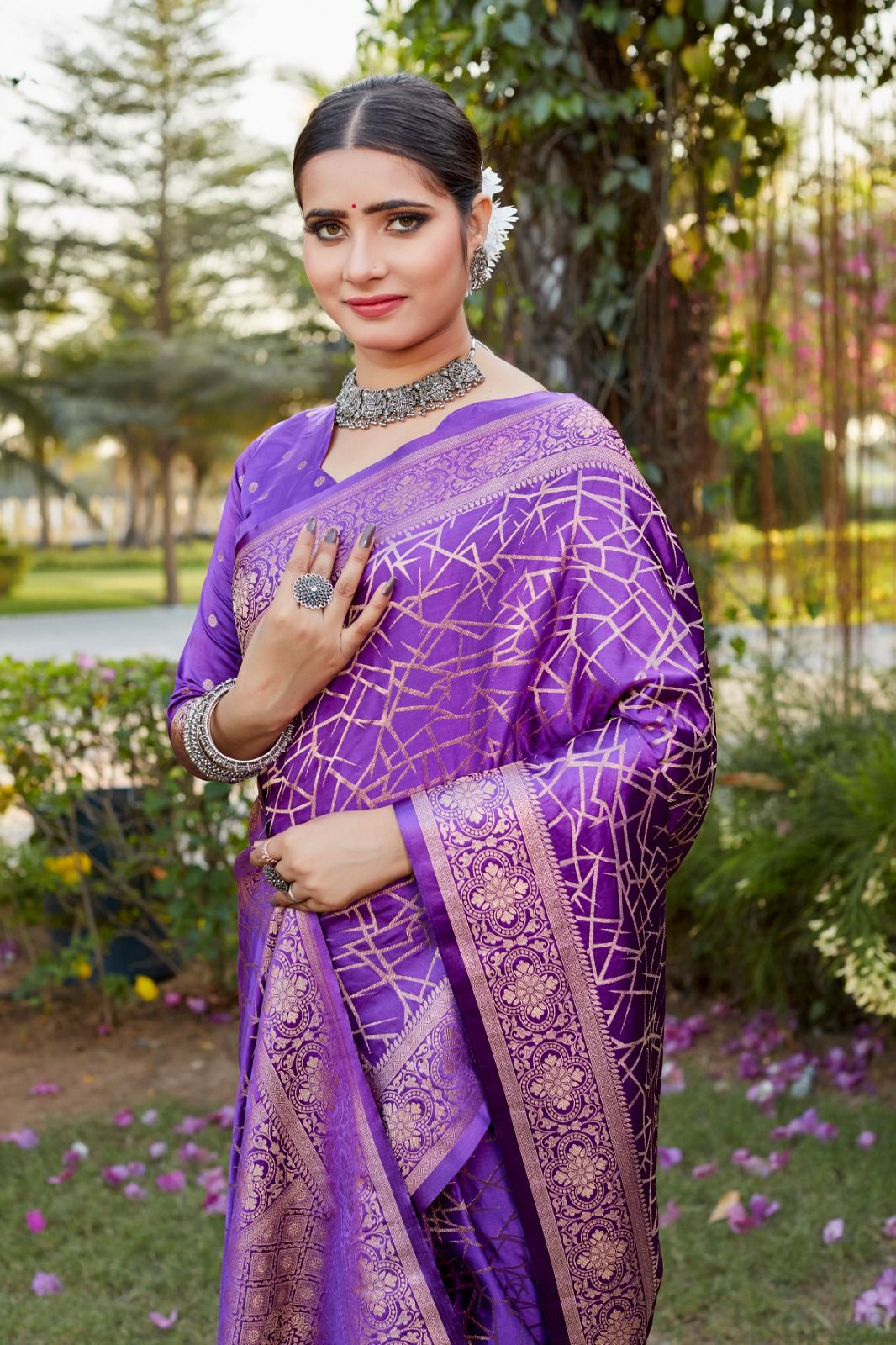 Purple Color Pure Kanjivaram Soft Satin Silk Saree