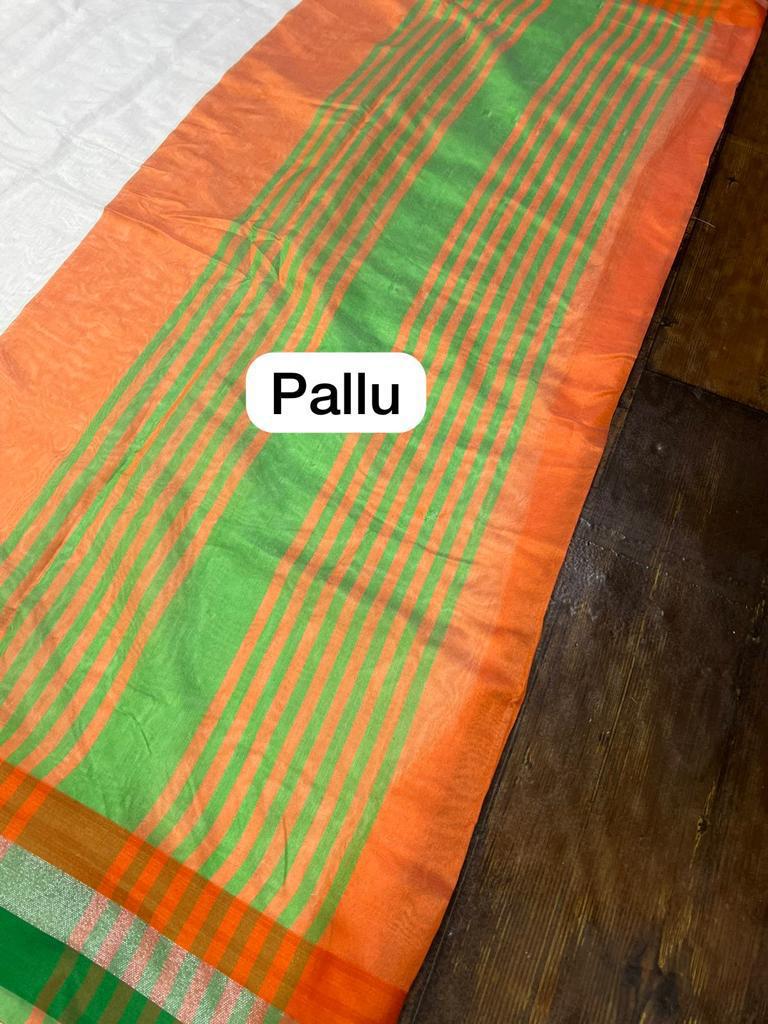 Pure Cotton Tricolor India Flag Design Saree