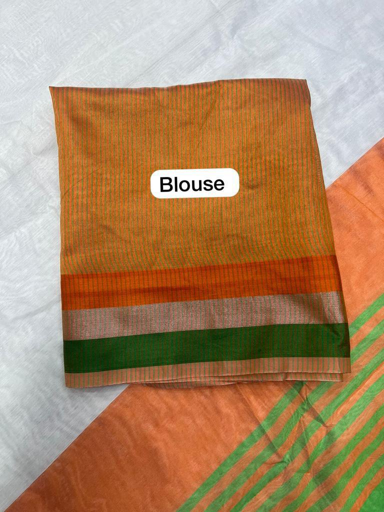 Pure Cotton Tricolor India Flag Design Saree