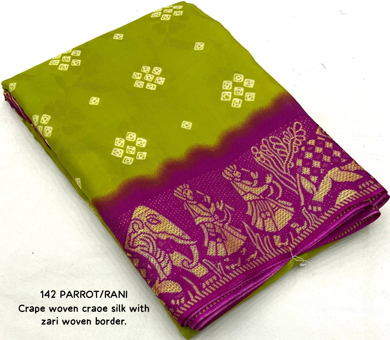 Light Green Color Soft Crepe Bandhani Saree