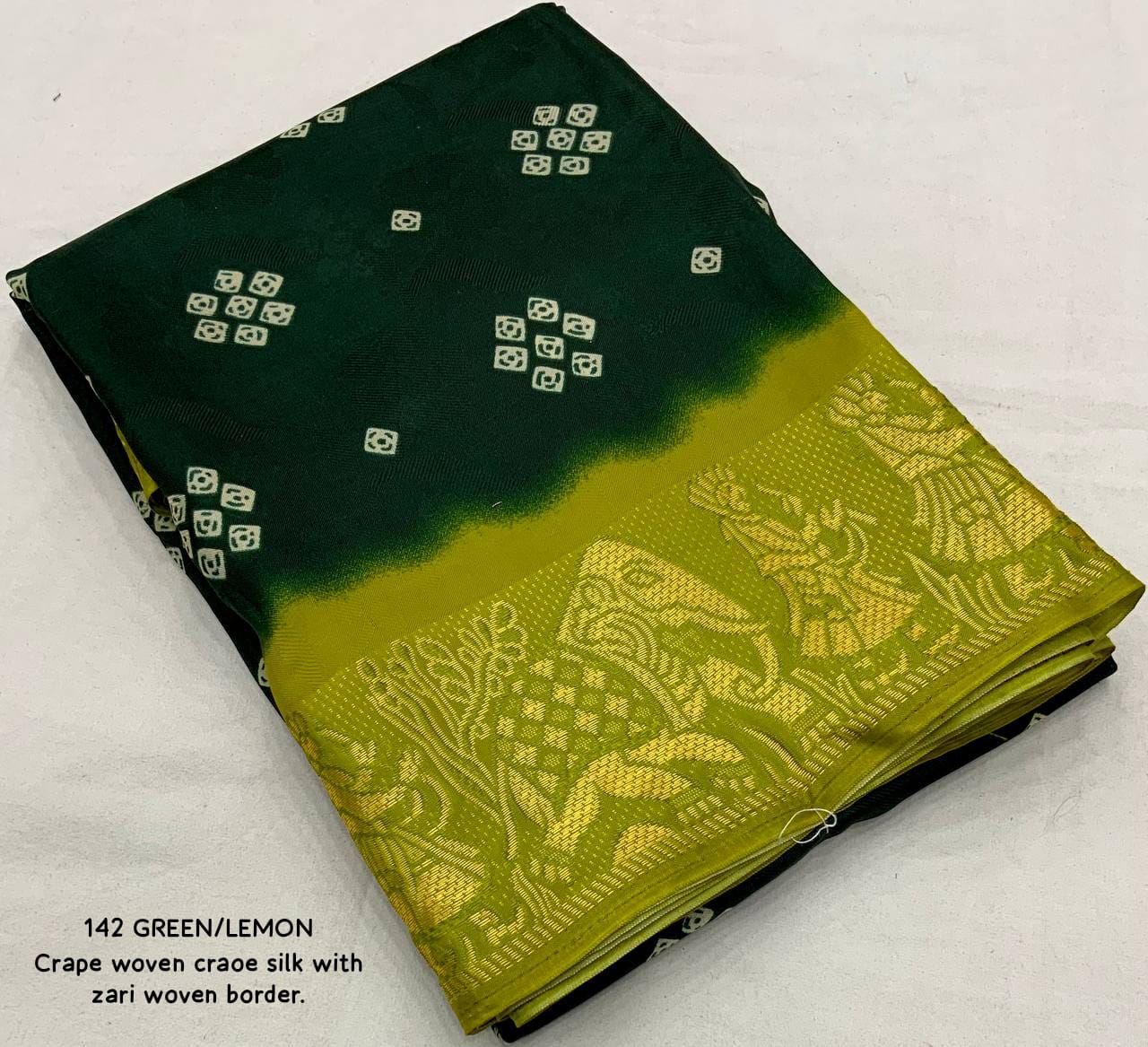 Green Color Soft Crepe Bandhani Saree