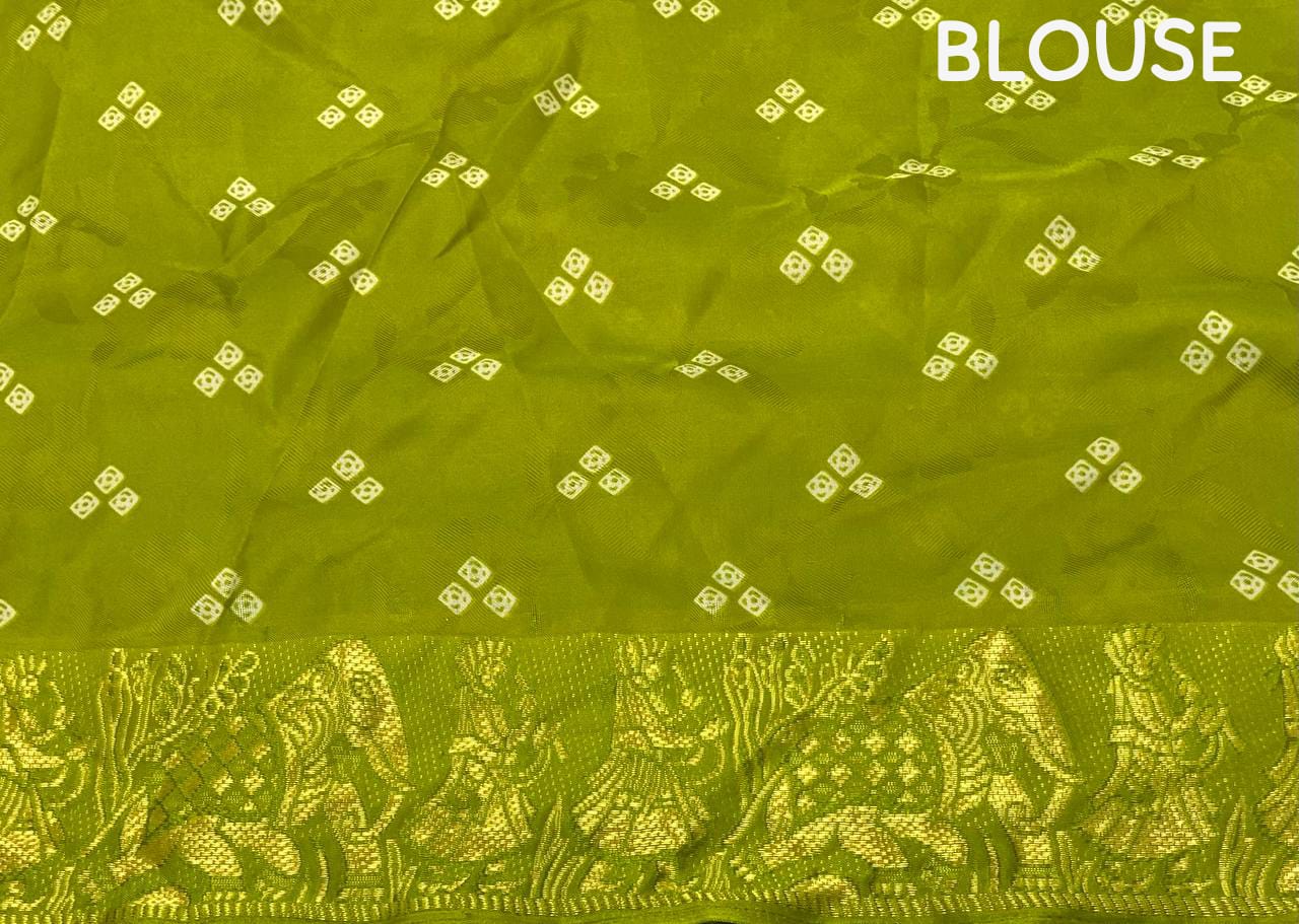 Green Color Soft Crepe Bandhani Saree