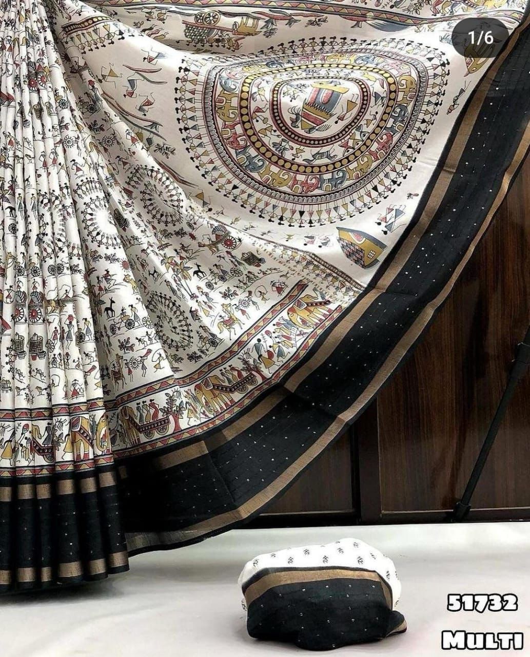 Soft Cotton Kalamkari Print Saree With Sequince Zari Border Pallu