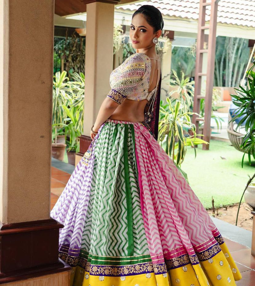 Multi Color Muslin Cotton With Digital Print Lehenga Choli Set