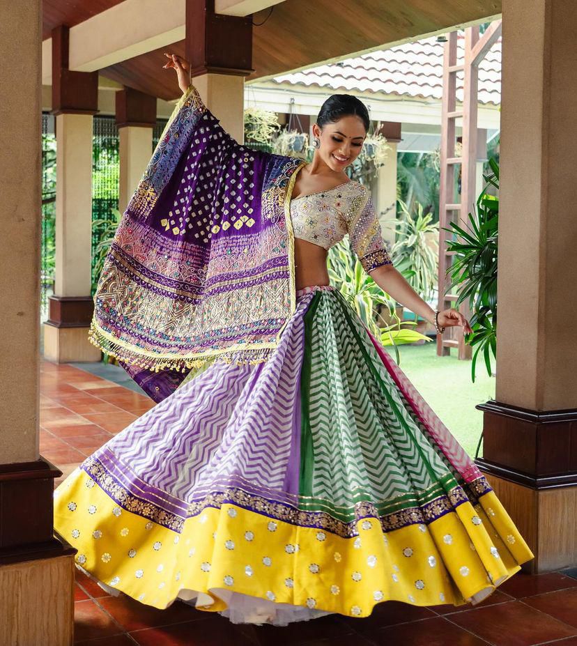 Multi Color Muslin Cotton With Digital Print Lehenga Choli Set