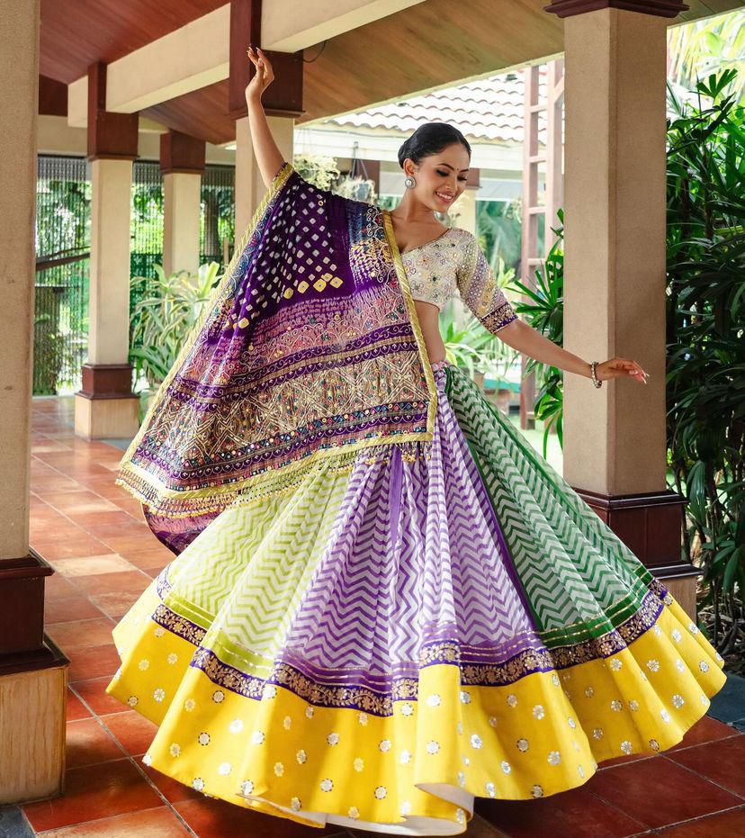 Multi Color Muslin Cotton With Digital Print Lehenga Choli Set