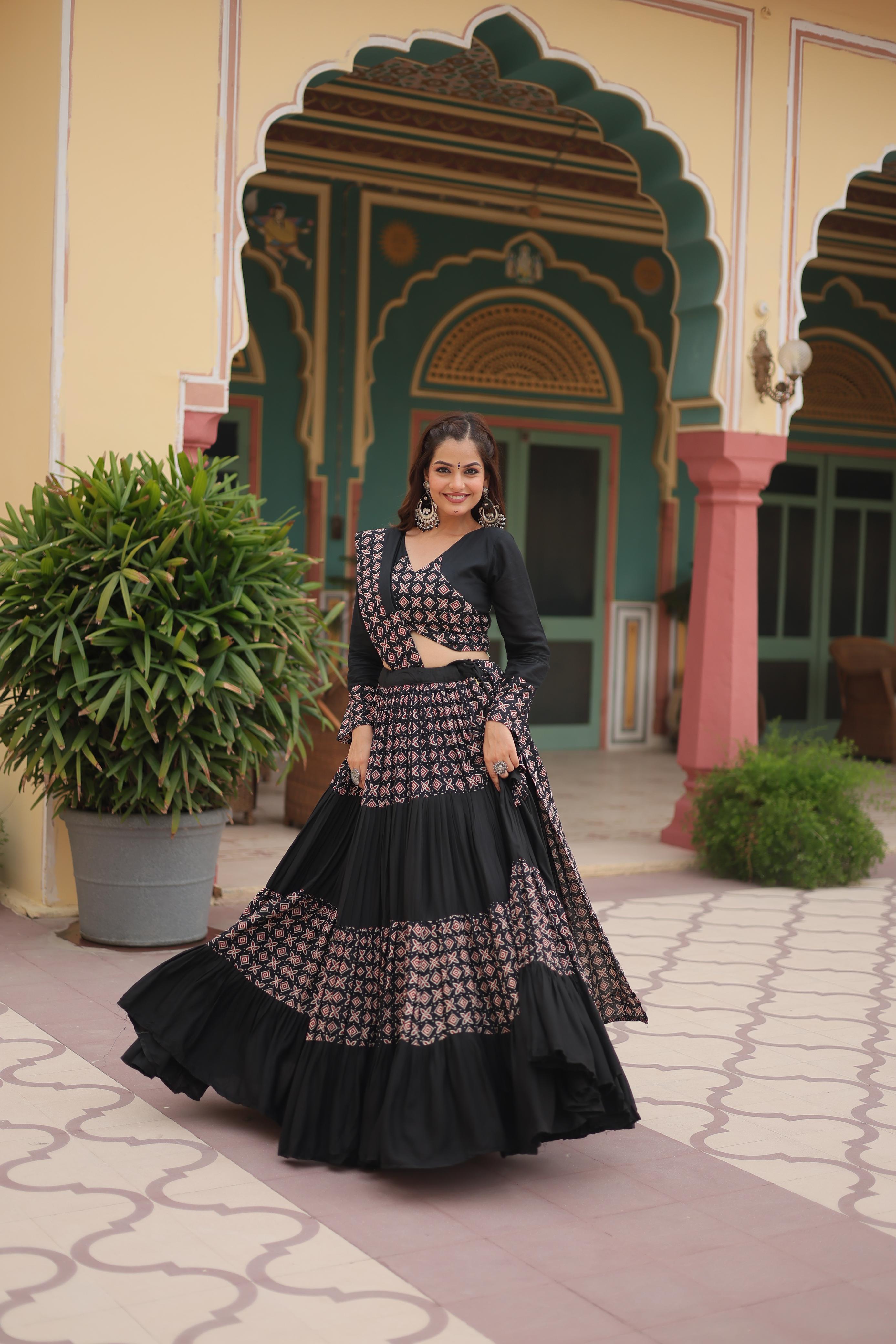 Black Color Premium Rayon Lehenga Choli Set