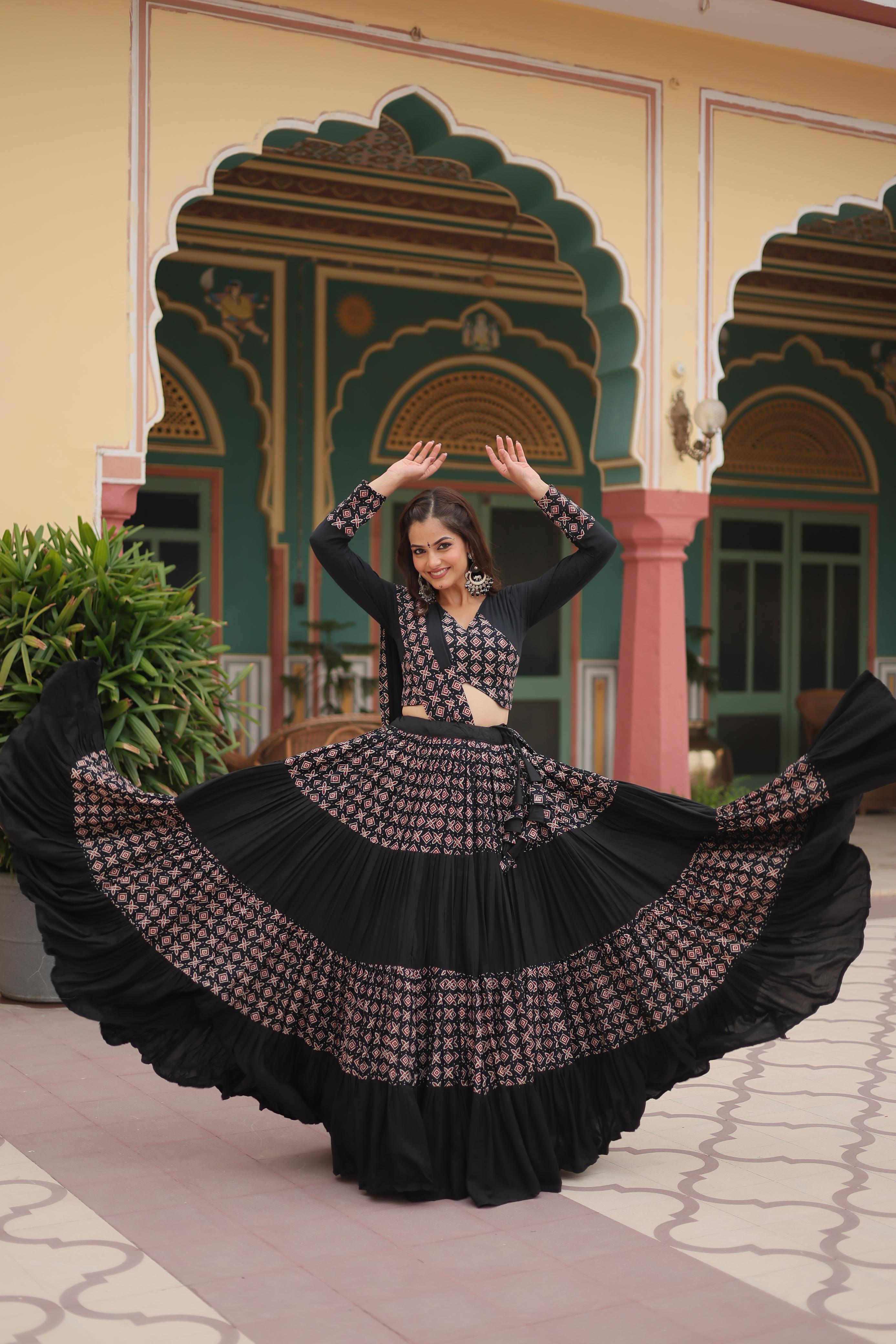 Black Color Premium Rayon Lehenga Choli Set