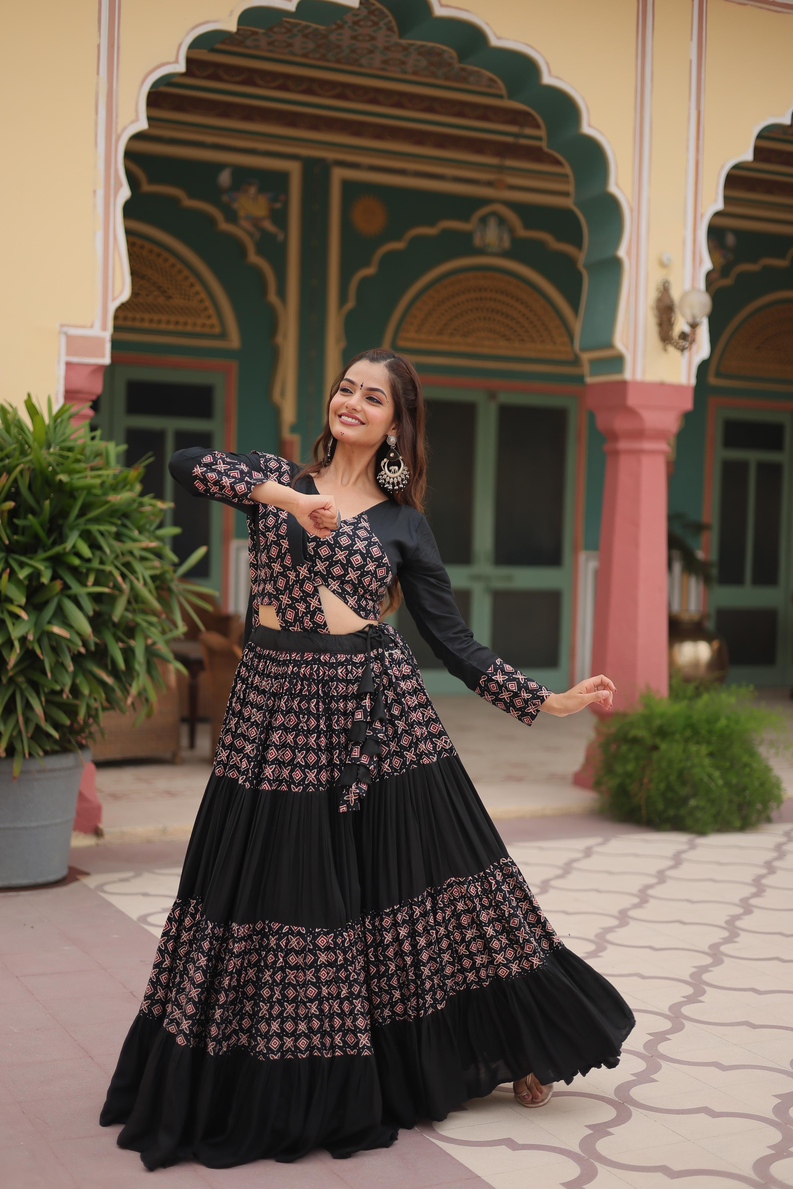 Black Color Premium Rayon Lehenga Choli Set