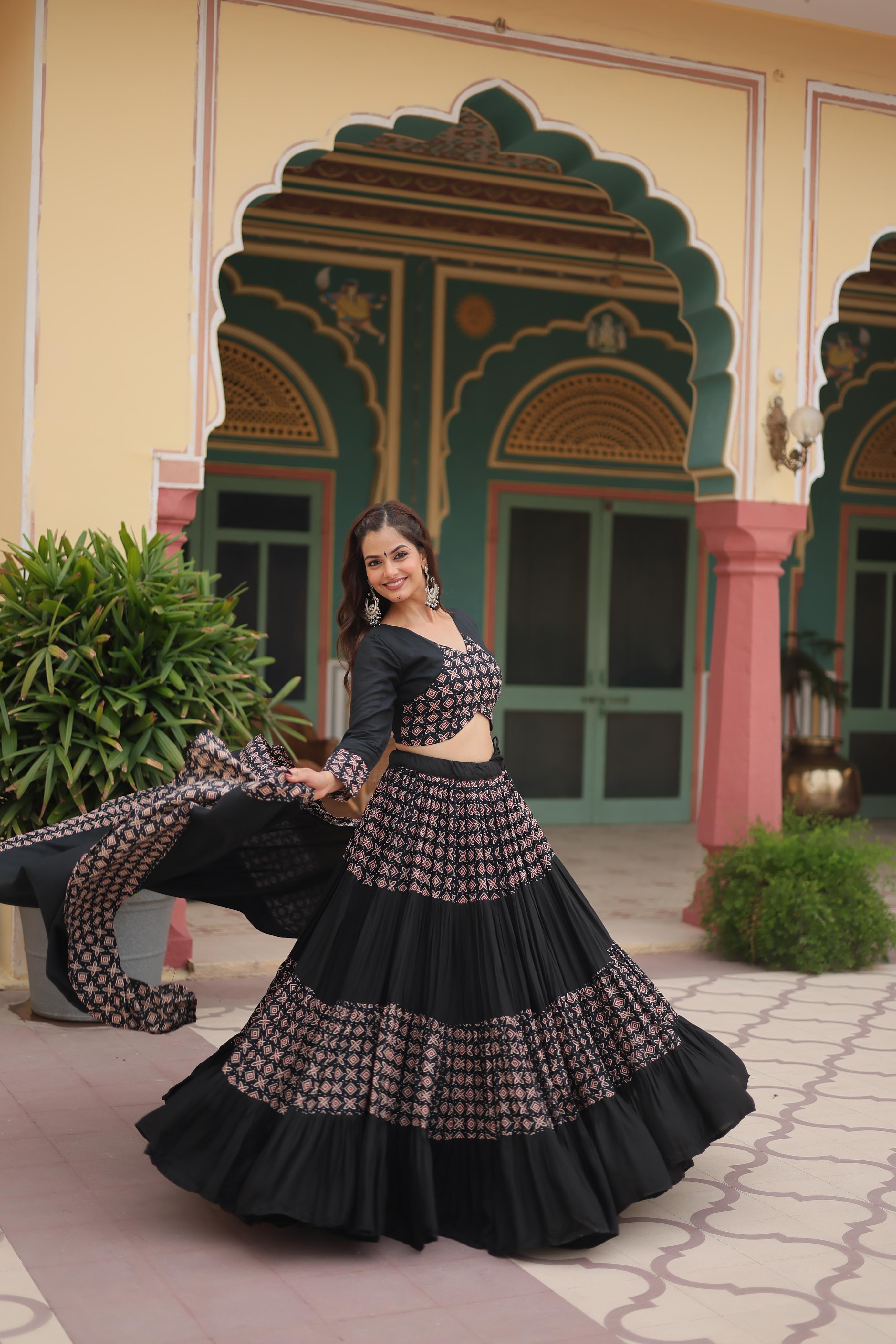 Black Color Premium Rayon Lehenga Choli Set