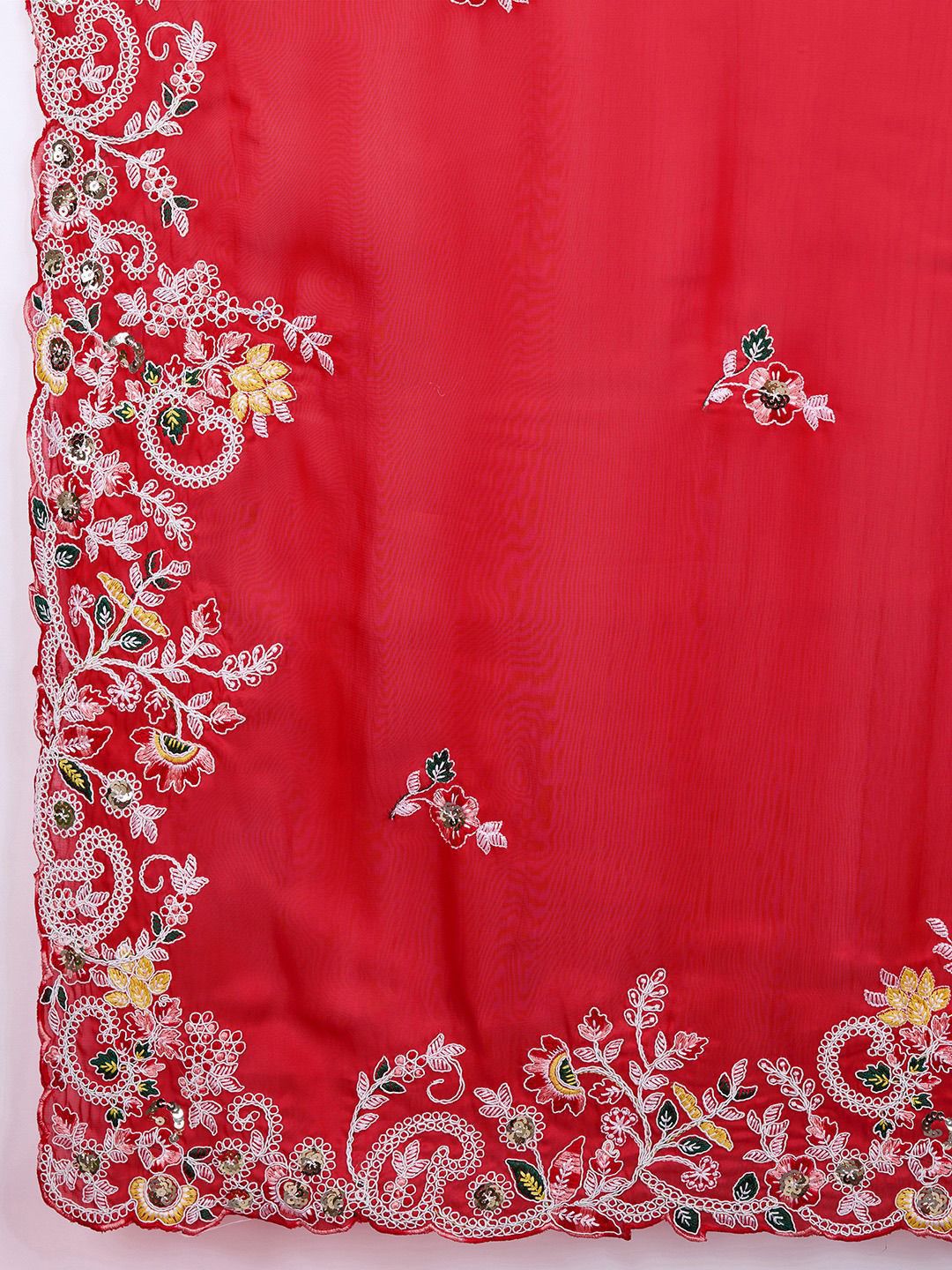 Soft Rangoli Silk Saree With C-Pallu With Multi Embroidery Work