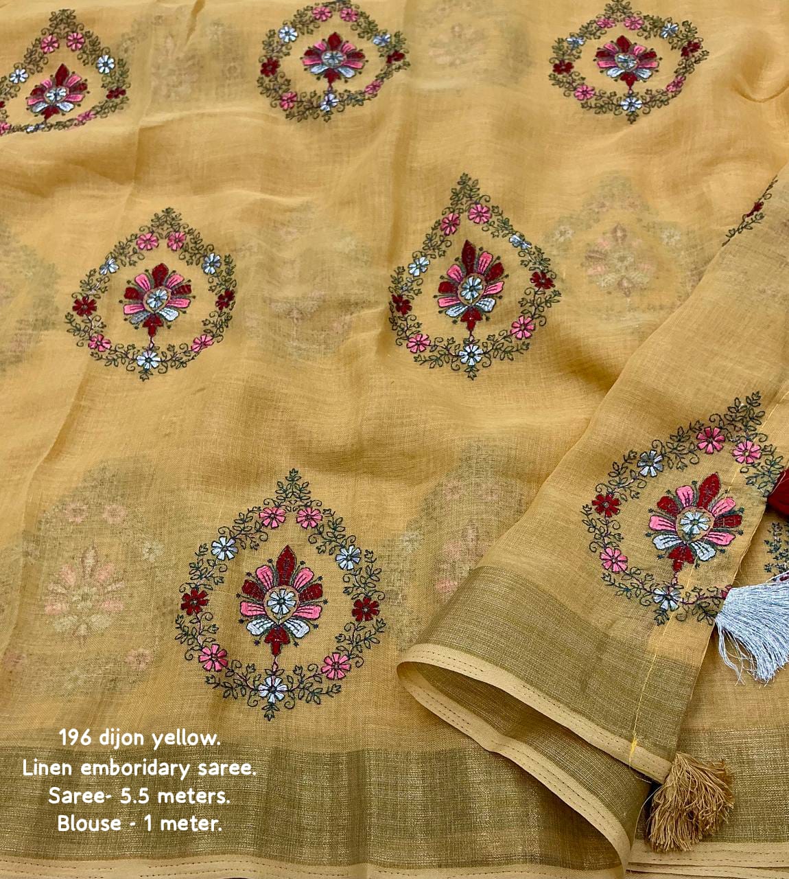 Yellow Color Soft Linen Saree With Silver Zari Woven Pattu Border