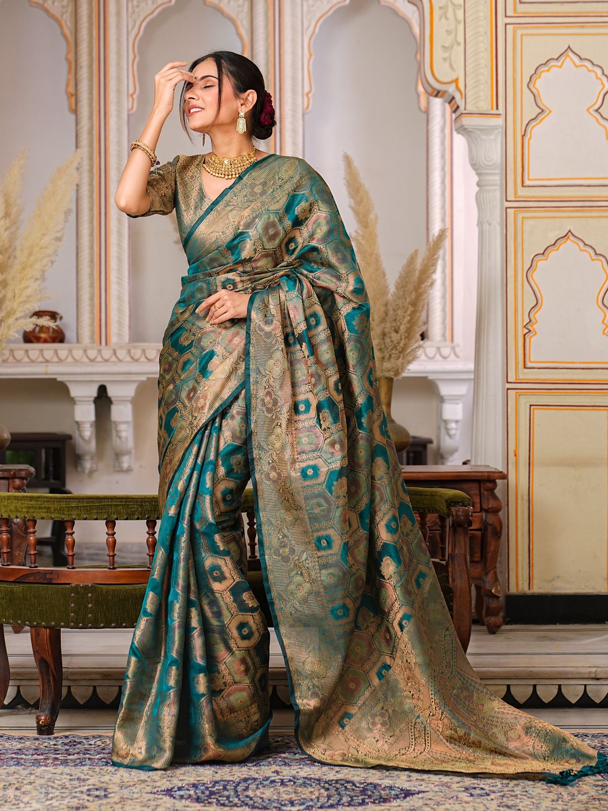 Pure Organza Saree With Rich Pallu And Intricate Brocade Blouse