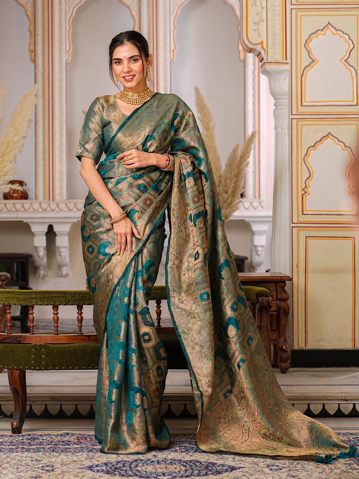 Pure Organza Saree With Rich Pallu And Intricate Brocade Blouse