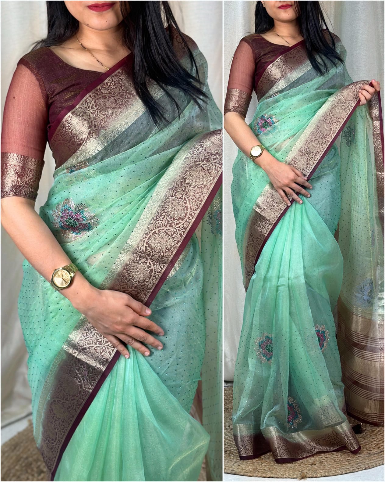 Kanishka Premium Organza Saree With The Elegance Of Swarovski Diamond Work