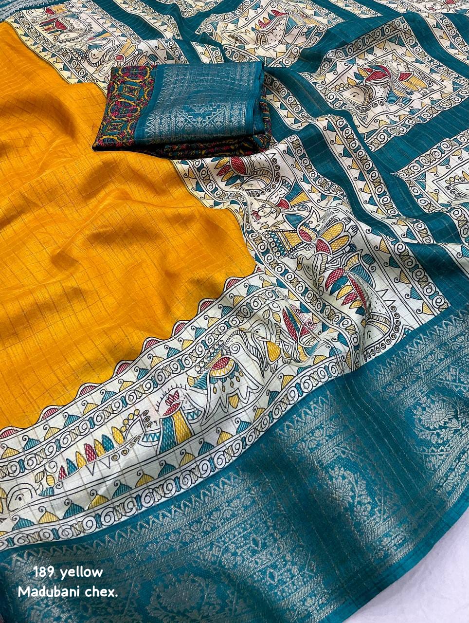 Yellow Color Soft Cotton Crape Chex Saree With Zari Woven Jacq Border