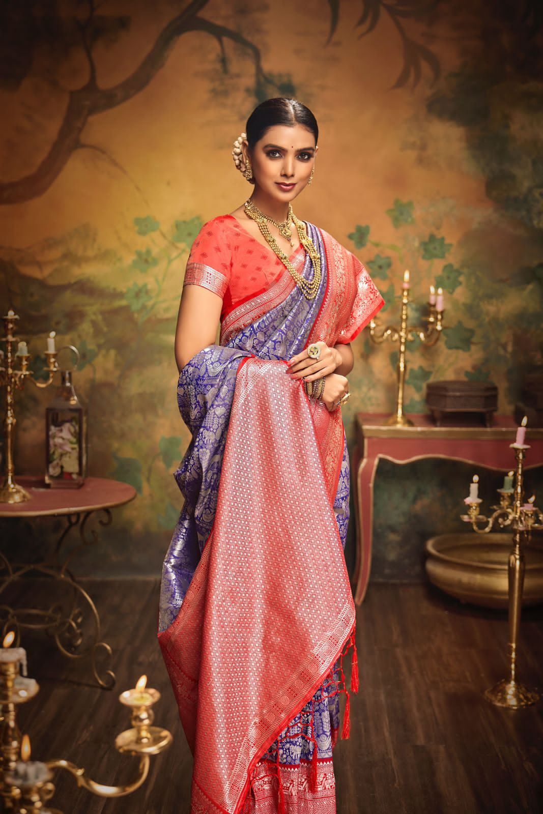 Lavende Color Premium Silk Saree With Zari Woven Design