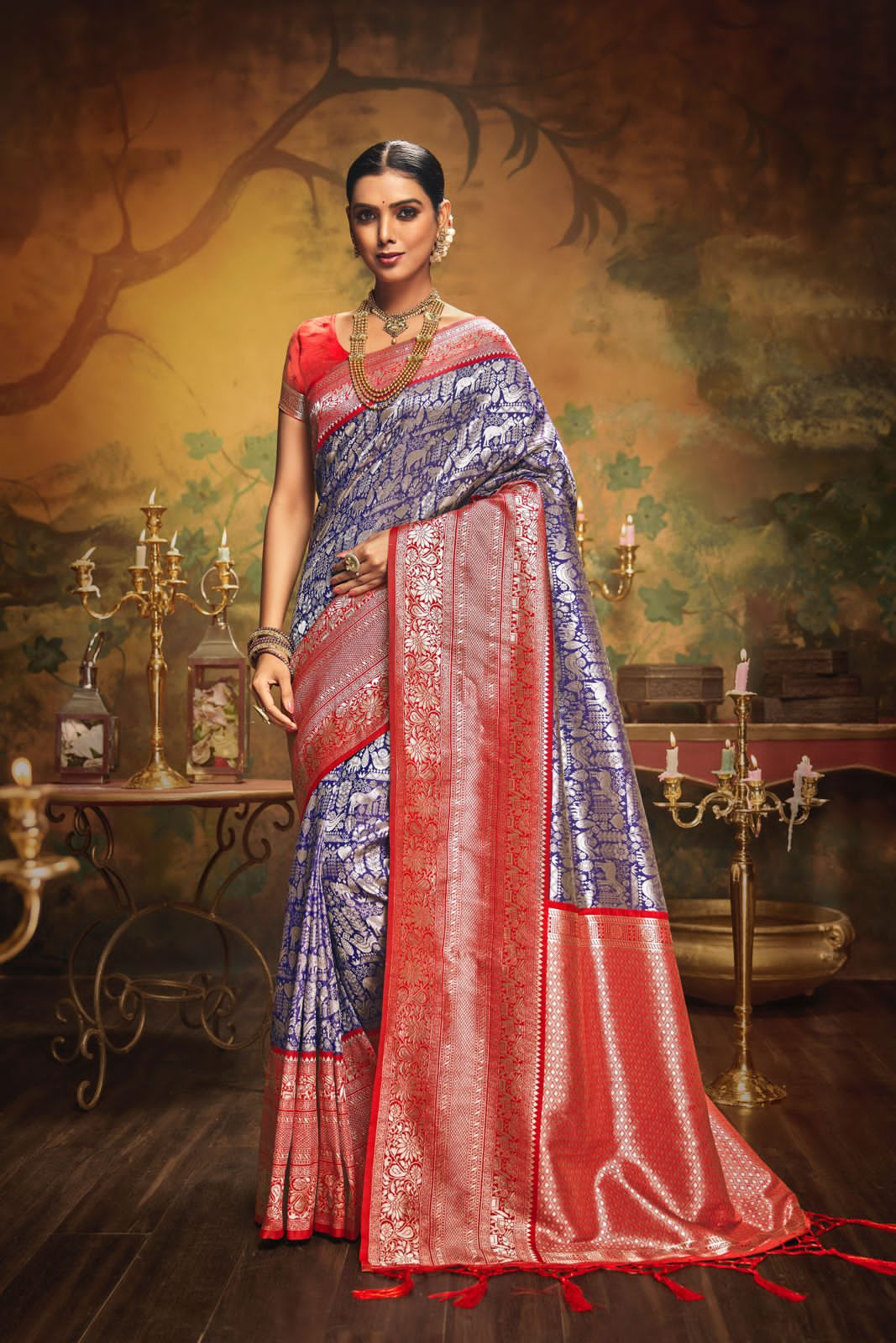 Lavende Color Premium Silk Saree With Zari Woven Design