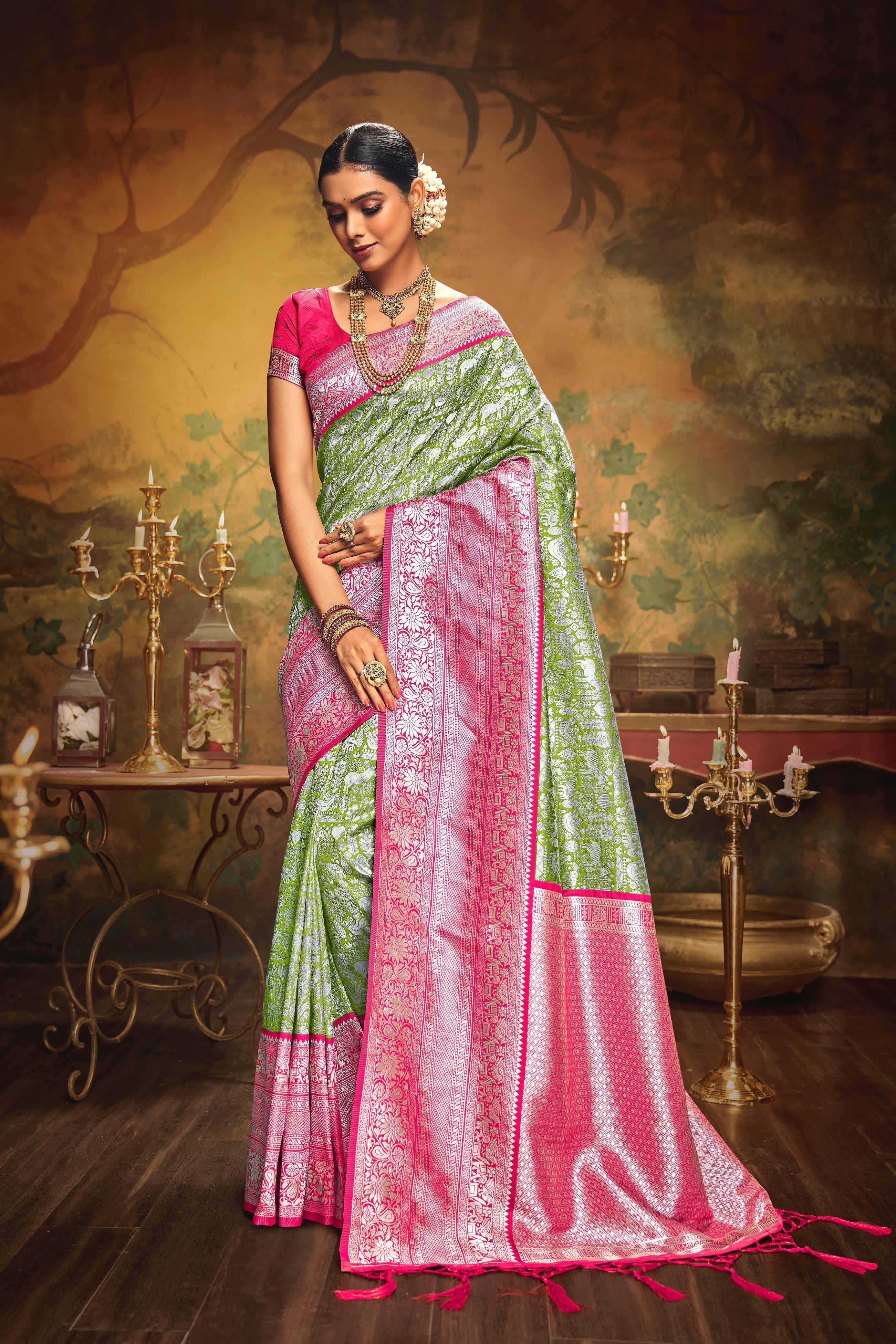 Soft Green Color Premium Silk Saree With Zari Woven Design