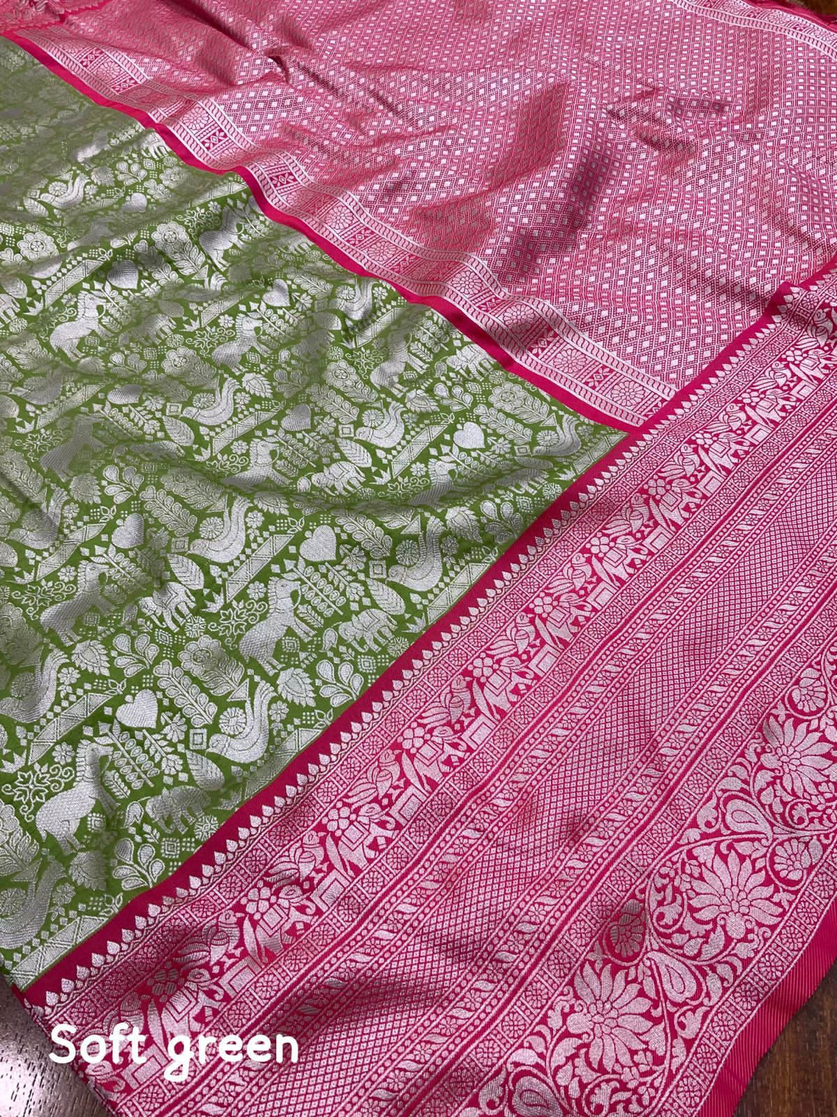 Soft Green Color Premium Silk Saree With Zari Woven Design