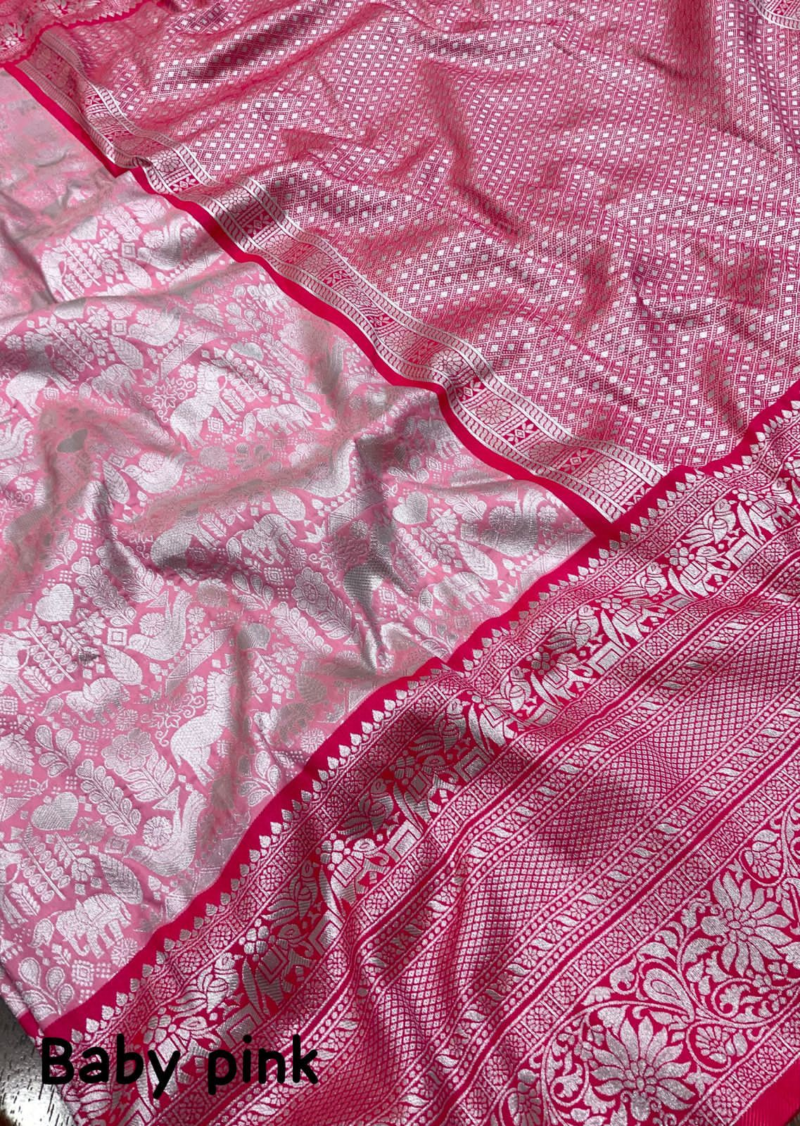 PInk Color Premium Silk Saree With Zari Woven Design