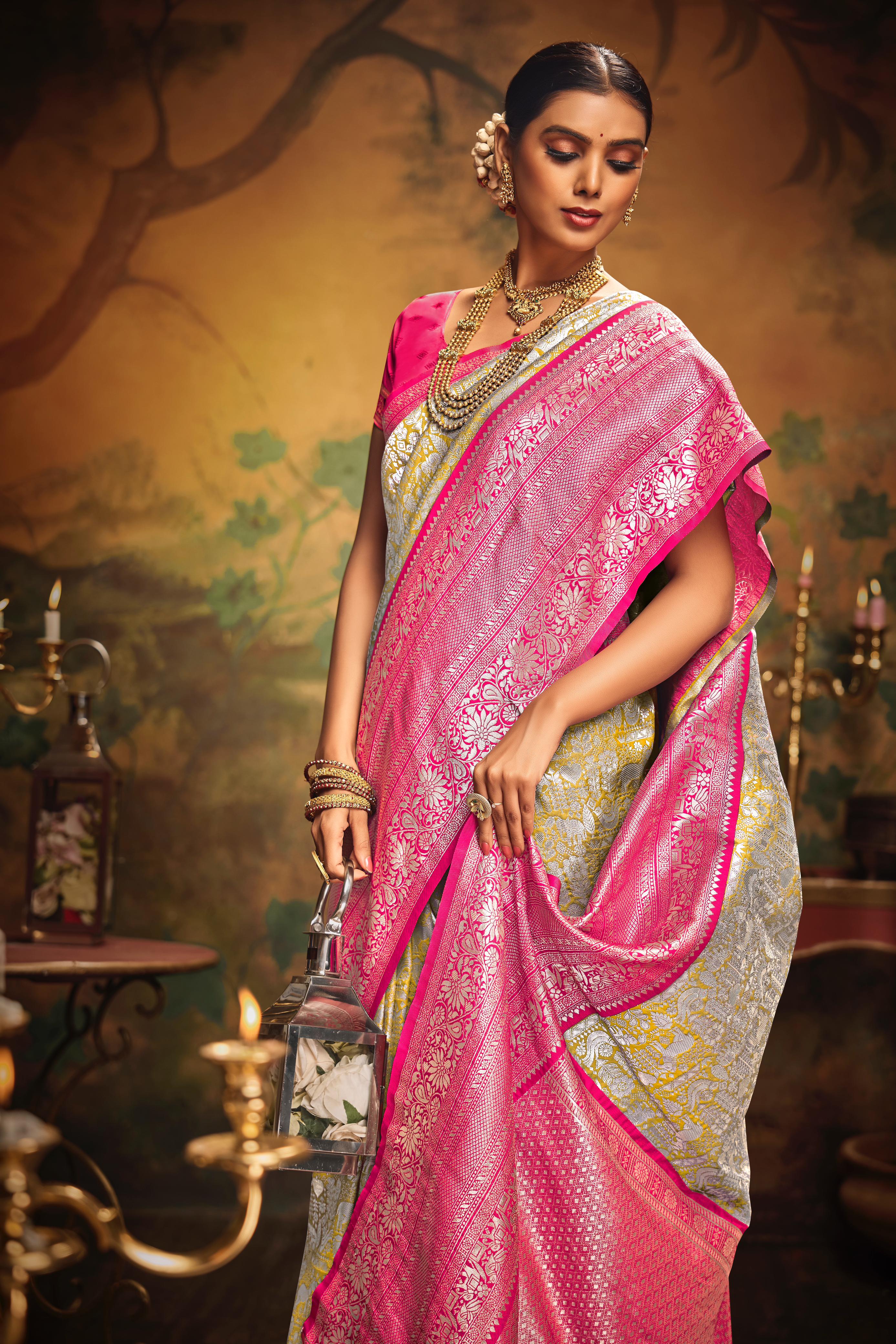 Cream Color Premium Silk Saree With Zari Woven Design