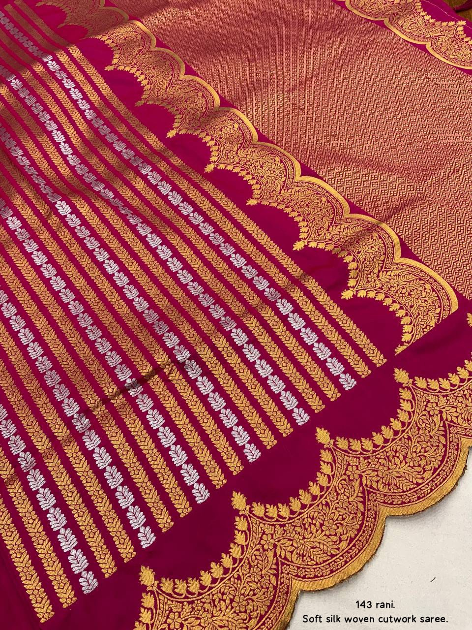 Rani Color Premium Banarsi Silk Saree With Zari Woven Design And Rich Pallu