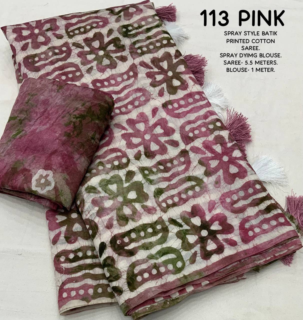 Pink Color Pure Soft Chanderi Cotton Saree With Spray Style and Hand Block Prints