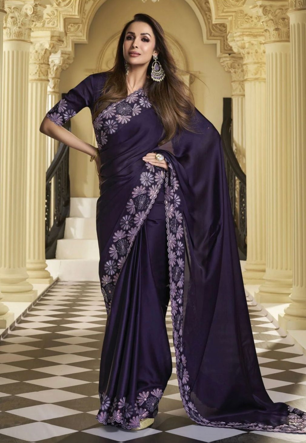 Premium Heavy Boolming Saree With Sequins Embroidery Lace Border