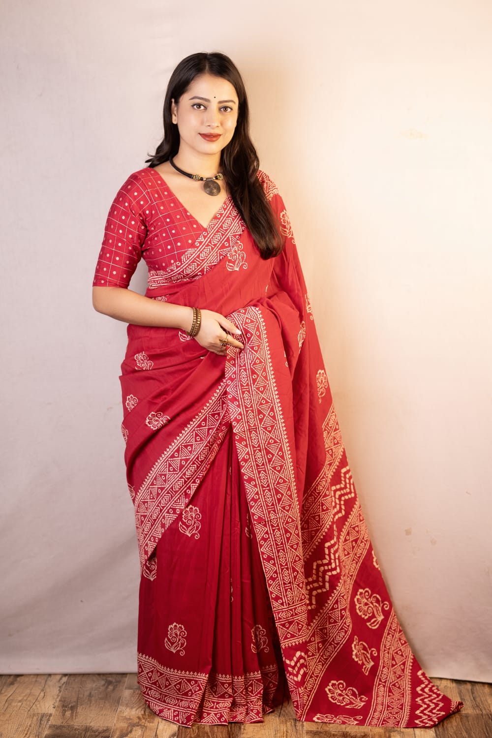 Pink Color Premium Soft Cotton Saree With Batik Prints