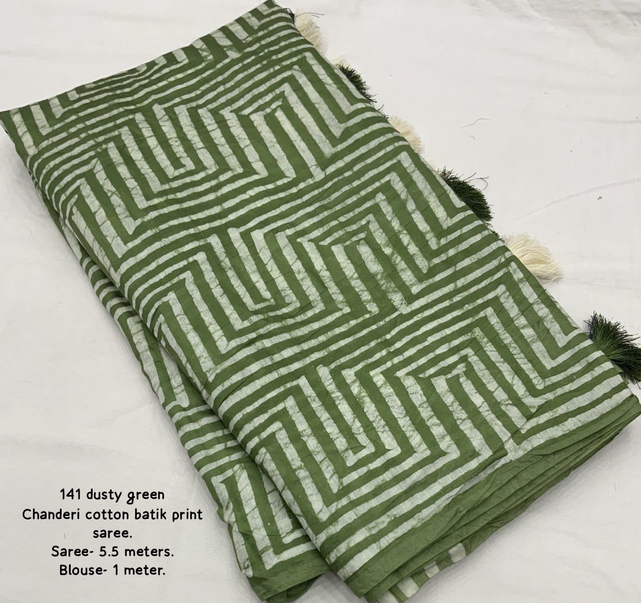 Green Color Pure Chanderi Cotton Saree With Hand Block Batik Prints