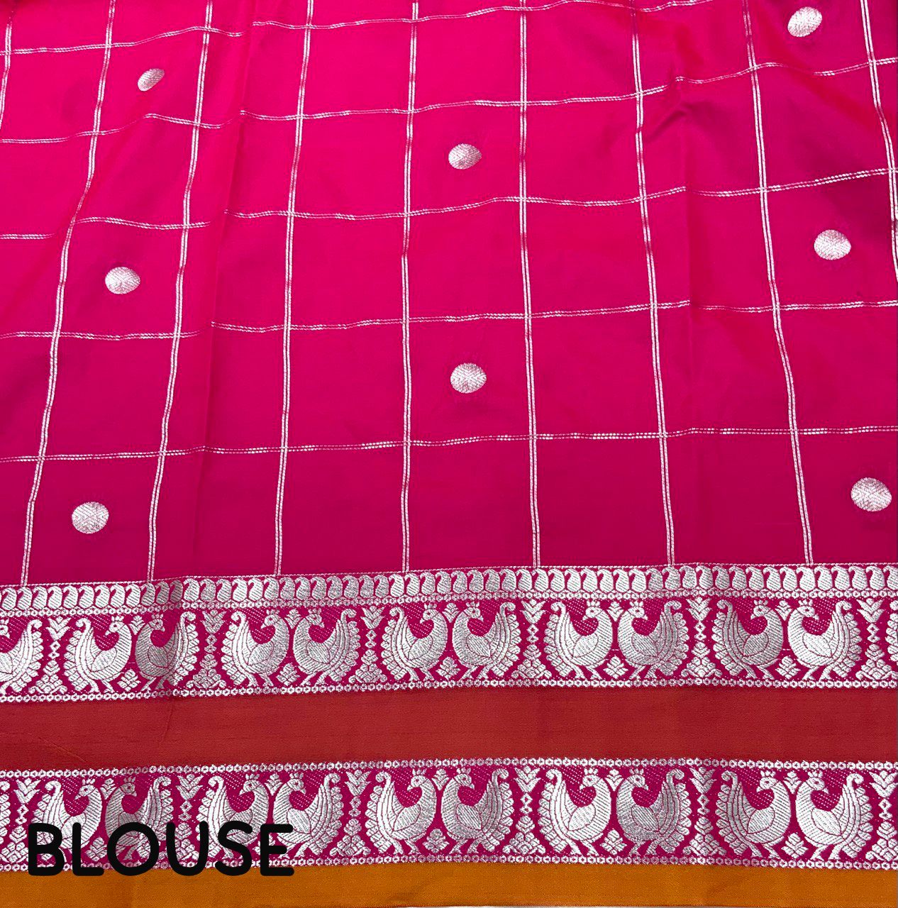 Premium  Banarsi Silk Saree With Zari Woven Chex Design And Bentex Style Border