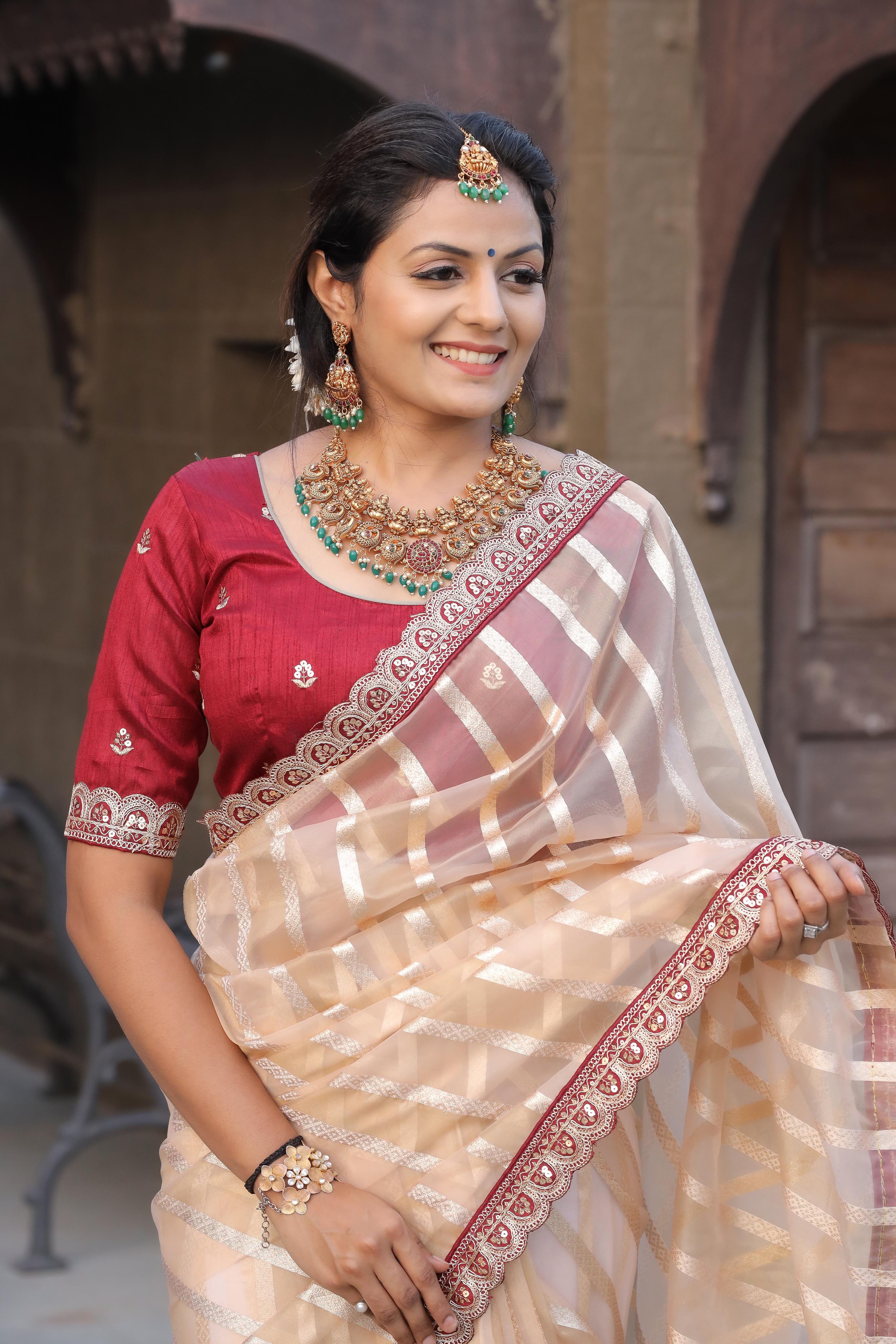 Premium Organza Silk Saree With Heavy Work Border