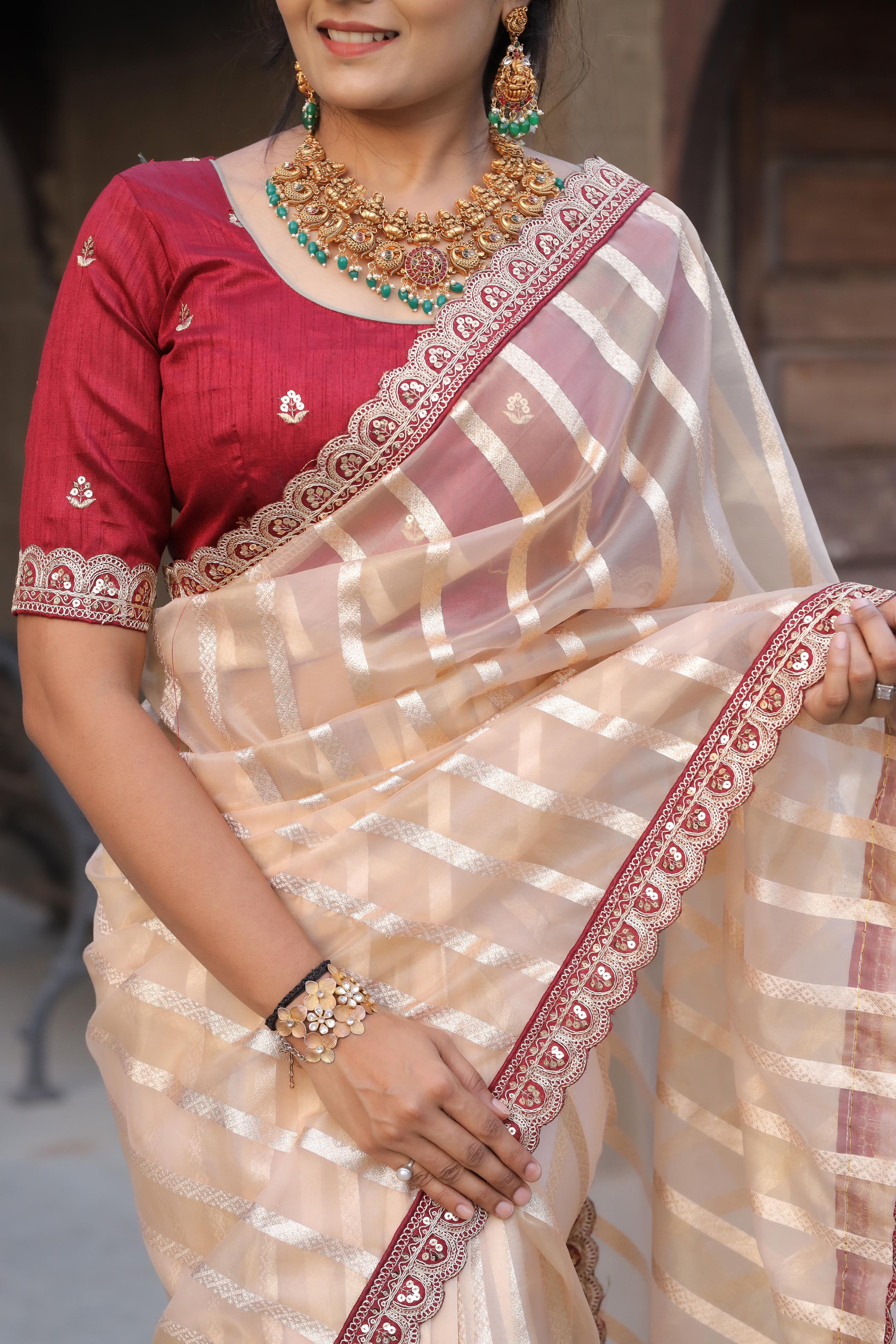 Premium Organza Silk Saree With Heavy Work Border