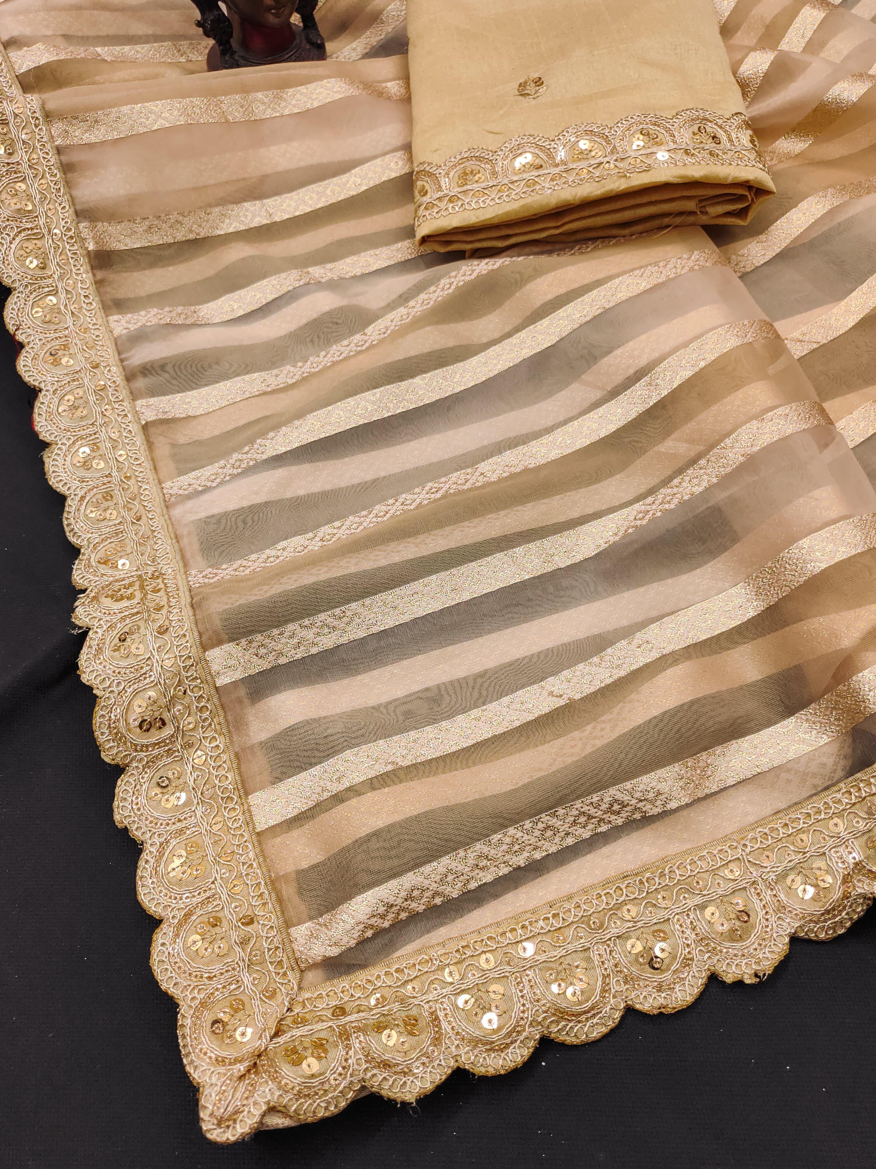 Premium Organza Silk Saree With Heavy Work Border