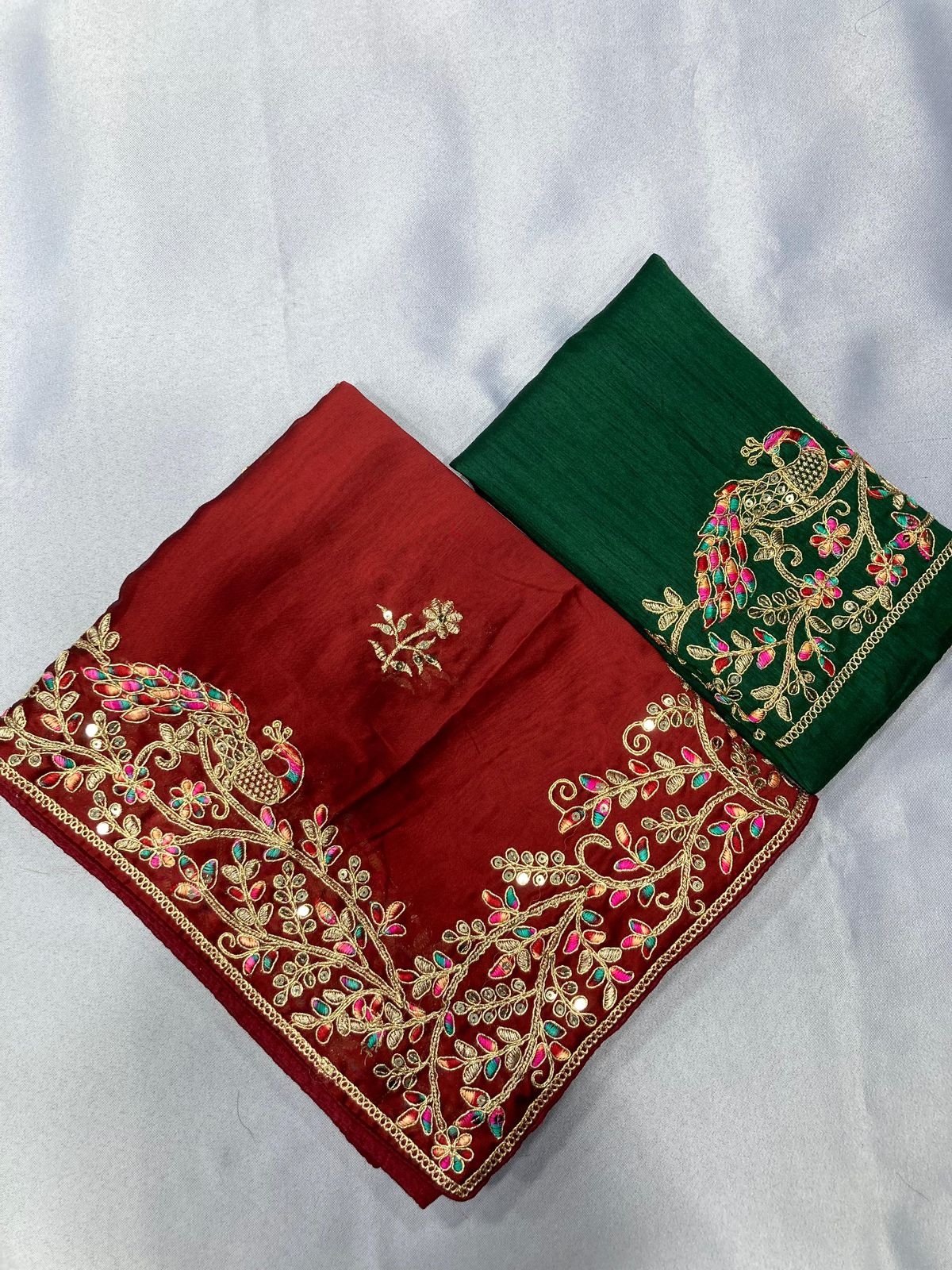 Maroon Color Premium Soft Rangoli Silk Fabric With C Pallu Embroidered Work