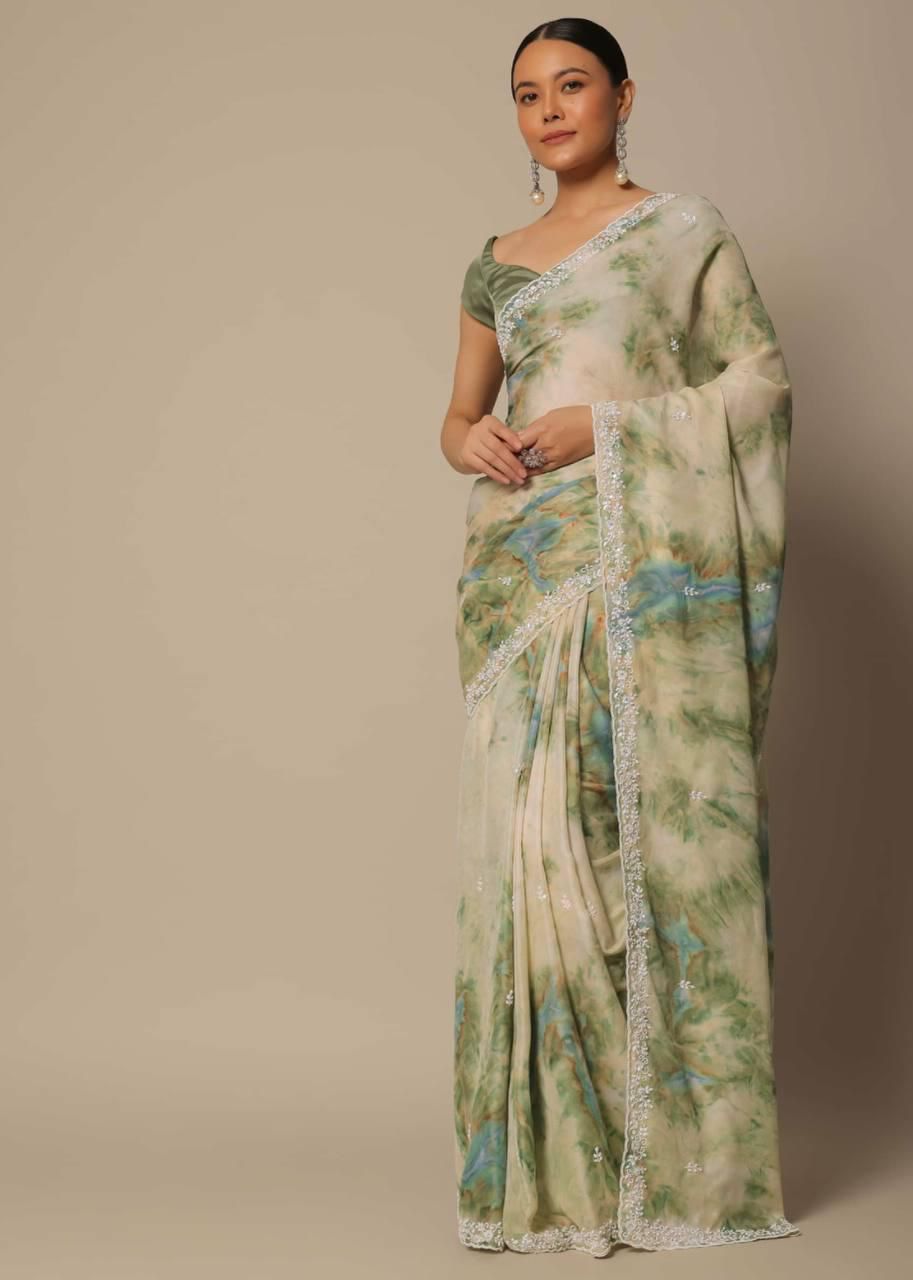 Premium Georgette Saree with Embroidery Lace border with Cut Work