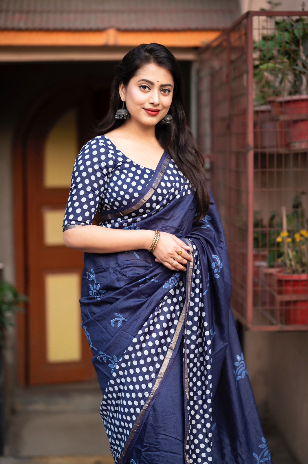 Blue Color Soft Pure Chanderi Cotton Saree With Hand Block Batlik Prints