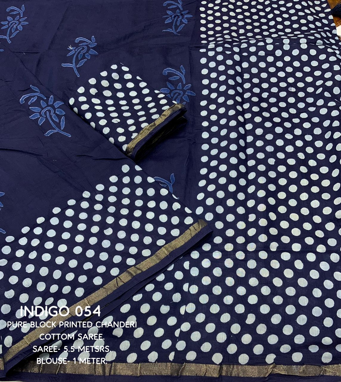 Blue Color Soft Pure Chanderi Cotton Saree With Hand Block Batlik Prints