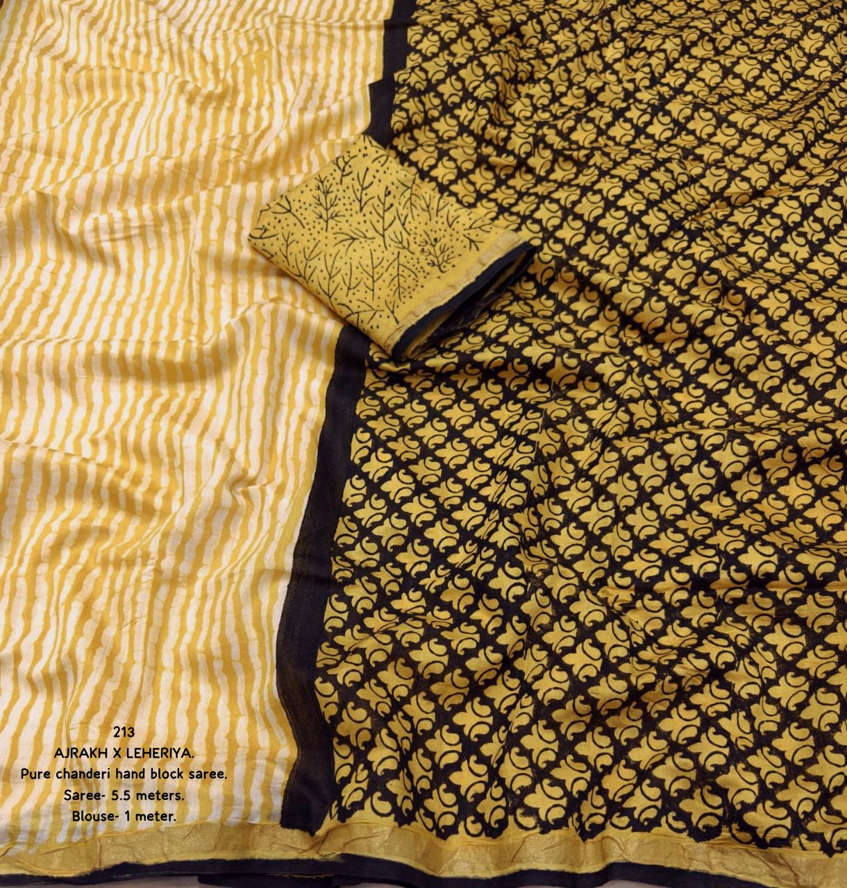 Light Yellow Color Premium Cotton Leheriya Batik Saree With Ajrakh Pallu