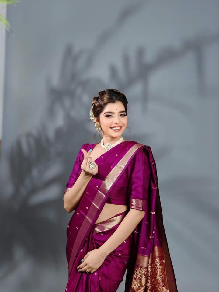 Affair Purple Woven Banarasi Silk Saree