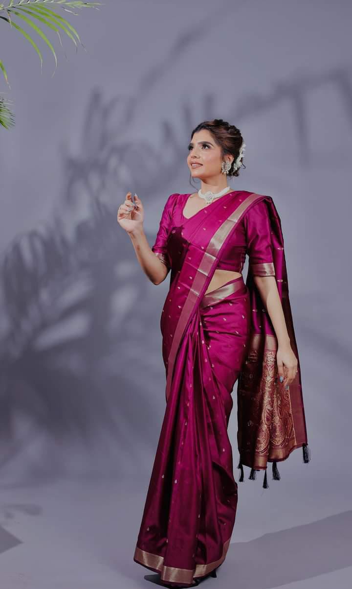 Affair Purple Woven Banarasi Silk Saree