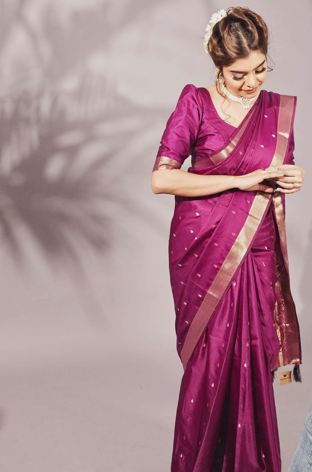 Affair Purple Woven Banarasi Silk Saree