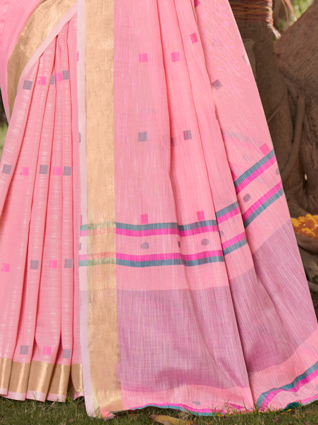 Candy Pink Cotton Silk Saree