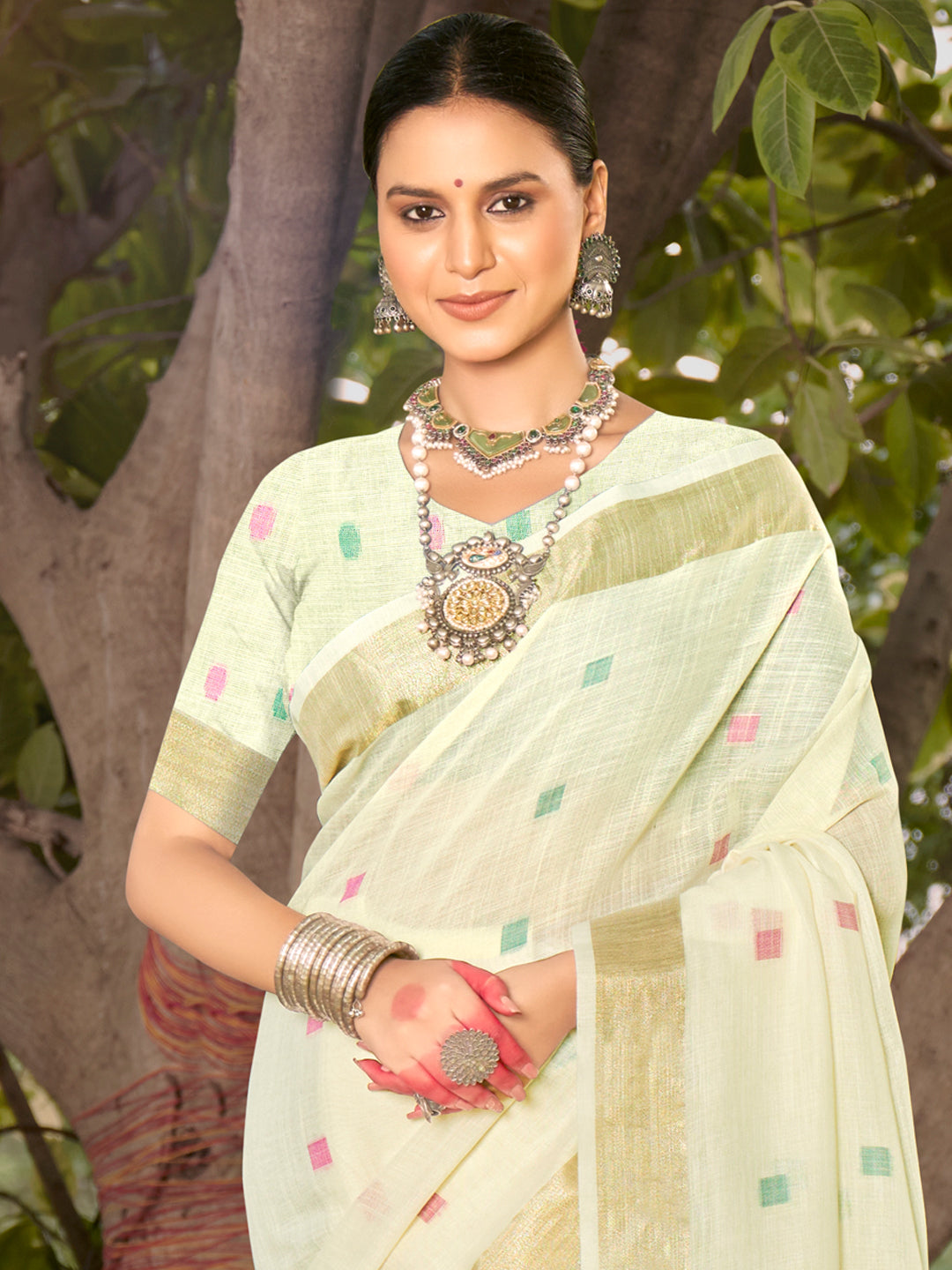 Off white Cotton Silk Saree