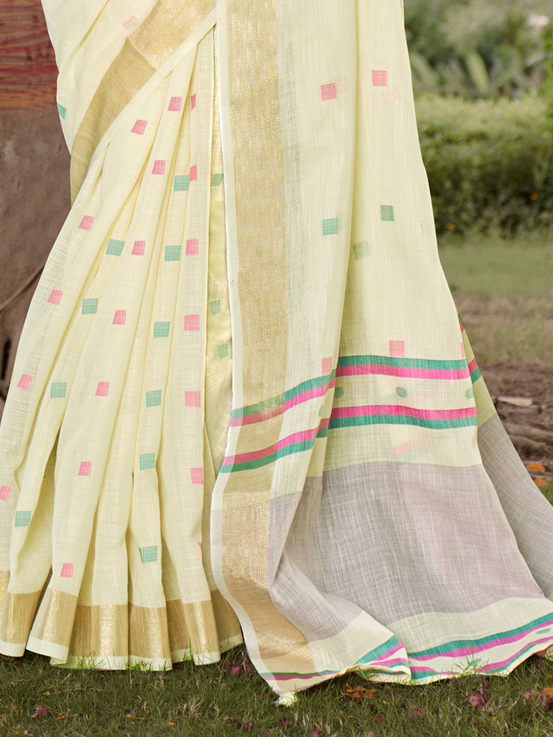 Off white Cotton Silk Saree