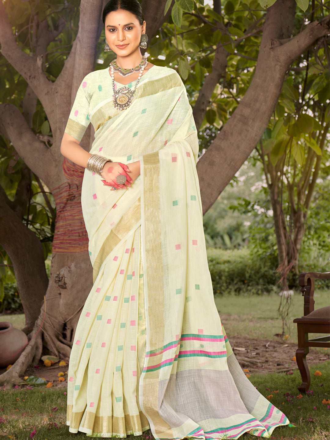 Off white Cotton Silk Saree