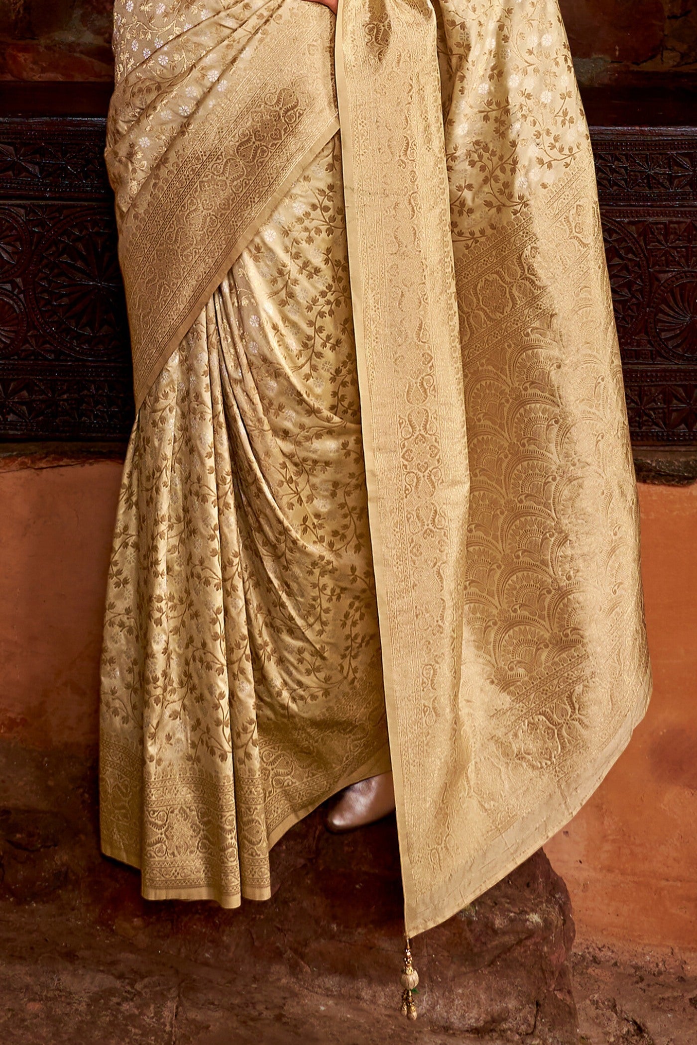 Corvette Gold Woven Banarasi Saree