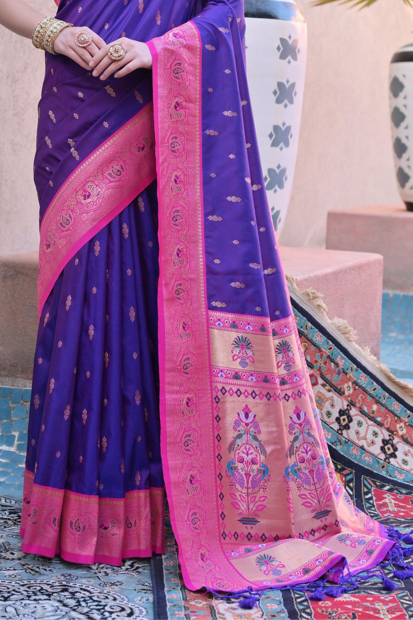 Grape Purple Zari Woven Paithani Saree